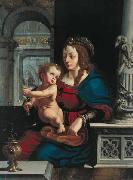 Joos van cleve Madonna and Child againt the renaissance background USA oil painting artist
